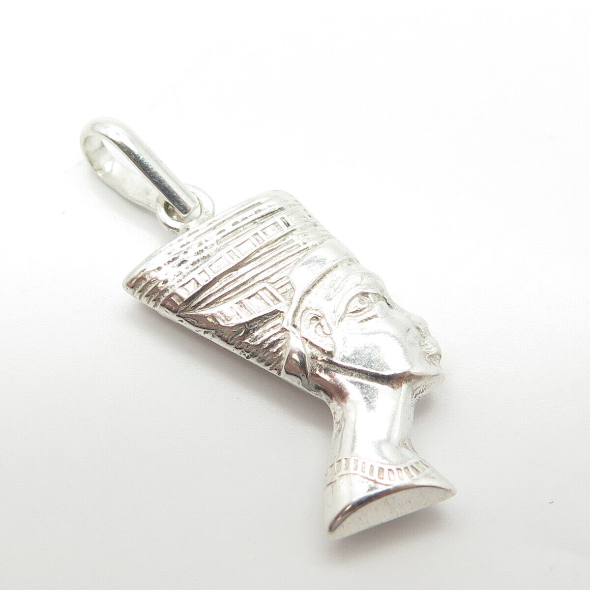 925 Sterling Silver Vintage Egyptian Nefertiti Pharaoh Charm Pendant