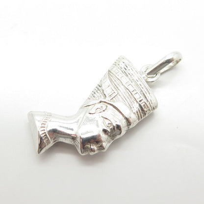 925 Sterling Silver Vintage Egyptian Nefertiti Pharaoh Charm Pendant