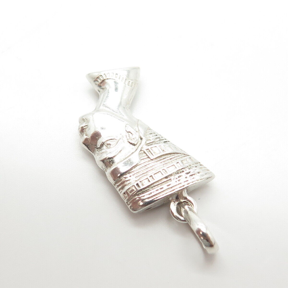 925 Sterling Silver Vintage Egyptian Nefertiti Pharaoh Charm Pendant