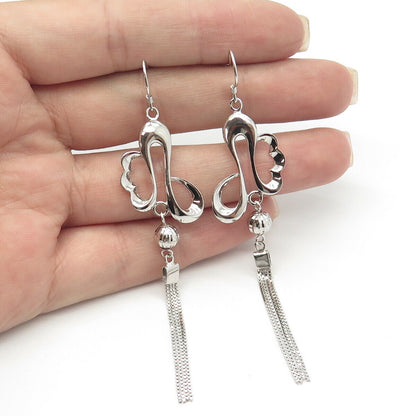 925 Sterling Silver Modernist Dangling Drop Earrings