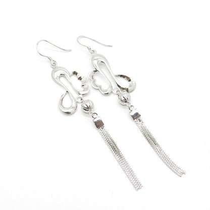 925 Sterling Silver Modernist Dangling Drop Earrings