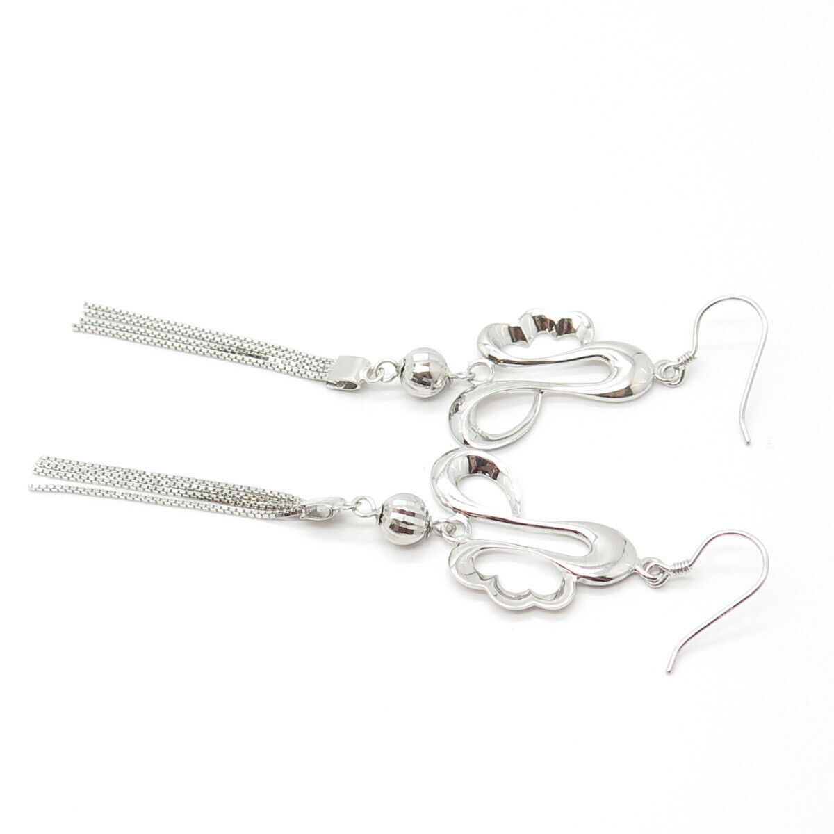 925 Sterling Silver Modernist Dangling Drop Earrings