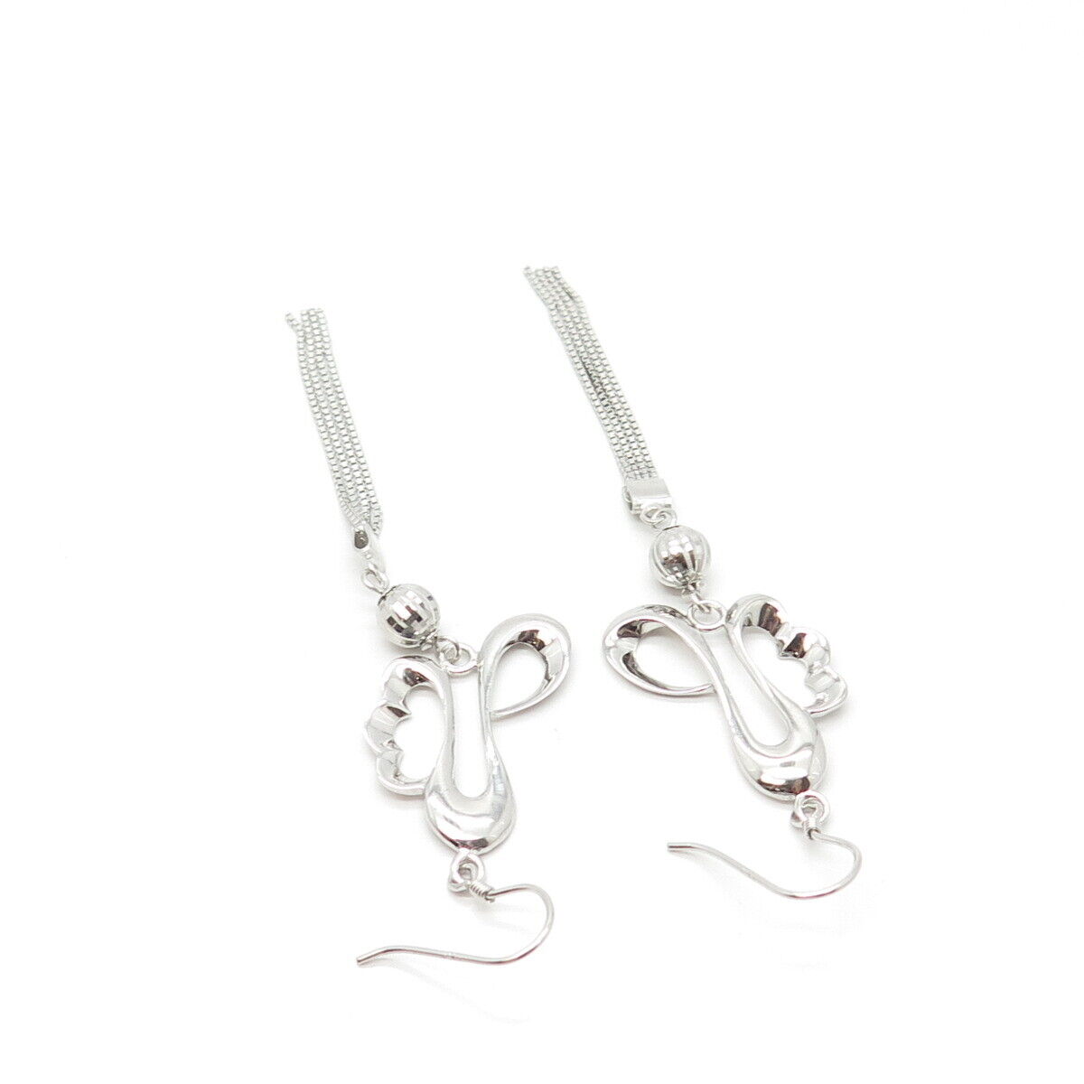 925 Sterling Silver Modernist Dangling Drop Earrings