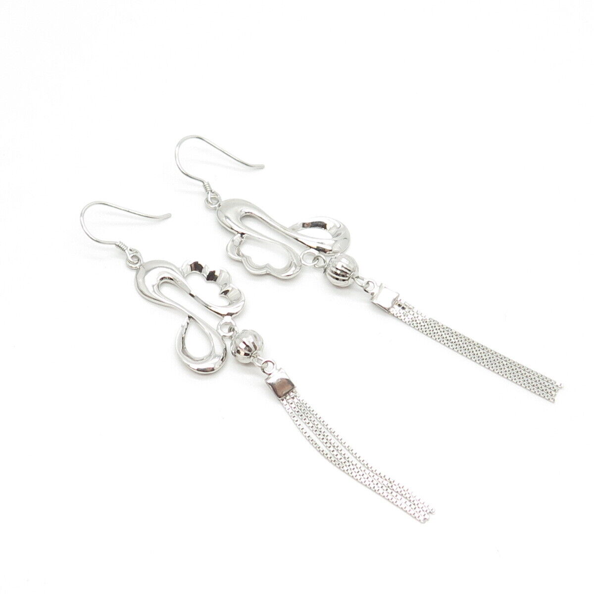 925 Sterling Silver Modernist Dangling Drop Earrings