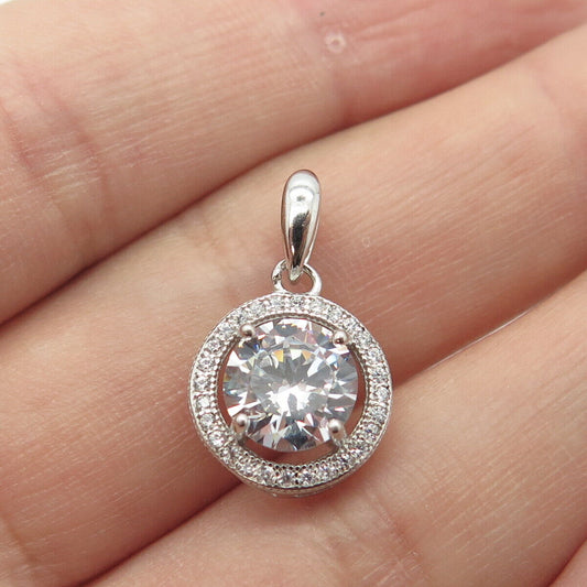 925 Sterling Silver Round-Cut C Z Pendant