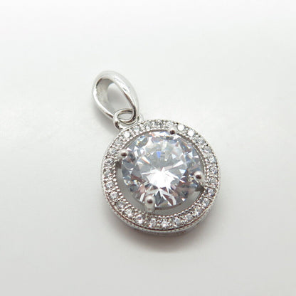 925 Sterling Silver Round-Cut C Z Pendant