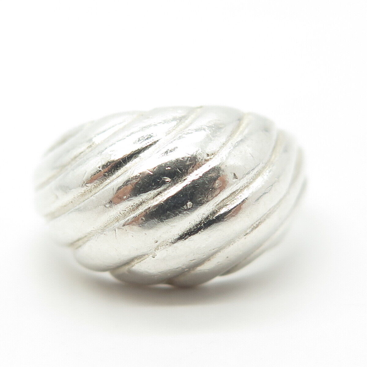 925 Sterling Silver Vintage Puffy Ribbed Dome Ring Size 6.75
