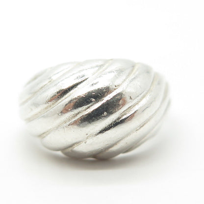 925 Sterling Silver Vintage Puffy Ribbed Dome Ring Size 6.75