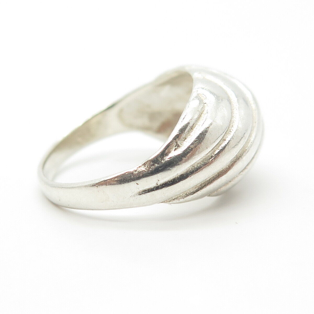 925 Sterling Silver Vintage Puffy Ribbed Dome Ring Size 6.75