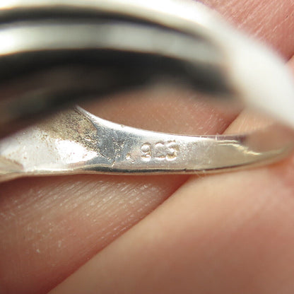 925 Sterling Silver Vintage Puffy Ribbed Dome Ring Size 6.75