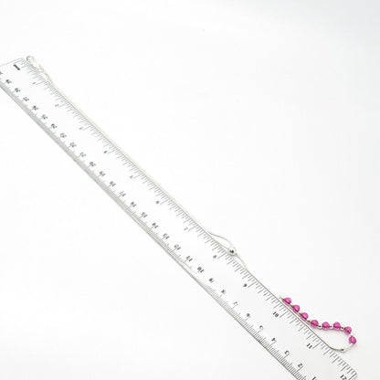 925 Sterling Silver Pink Crystal Lariat Snake Chain Necklace 20"