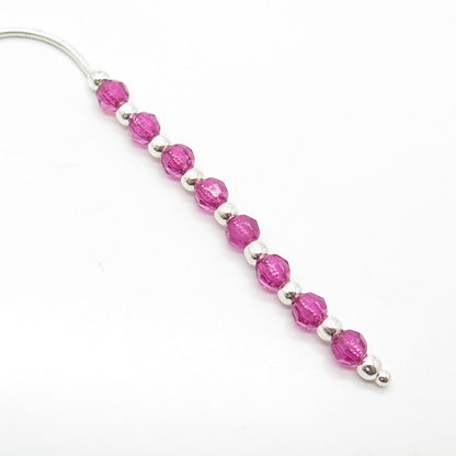 925 Sterling Silver Pink Crystal Lariat Snake Chain Necklace 20"