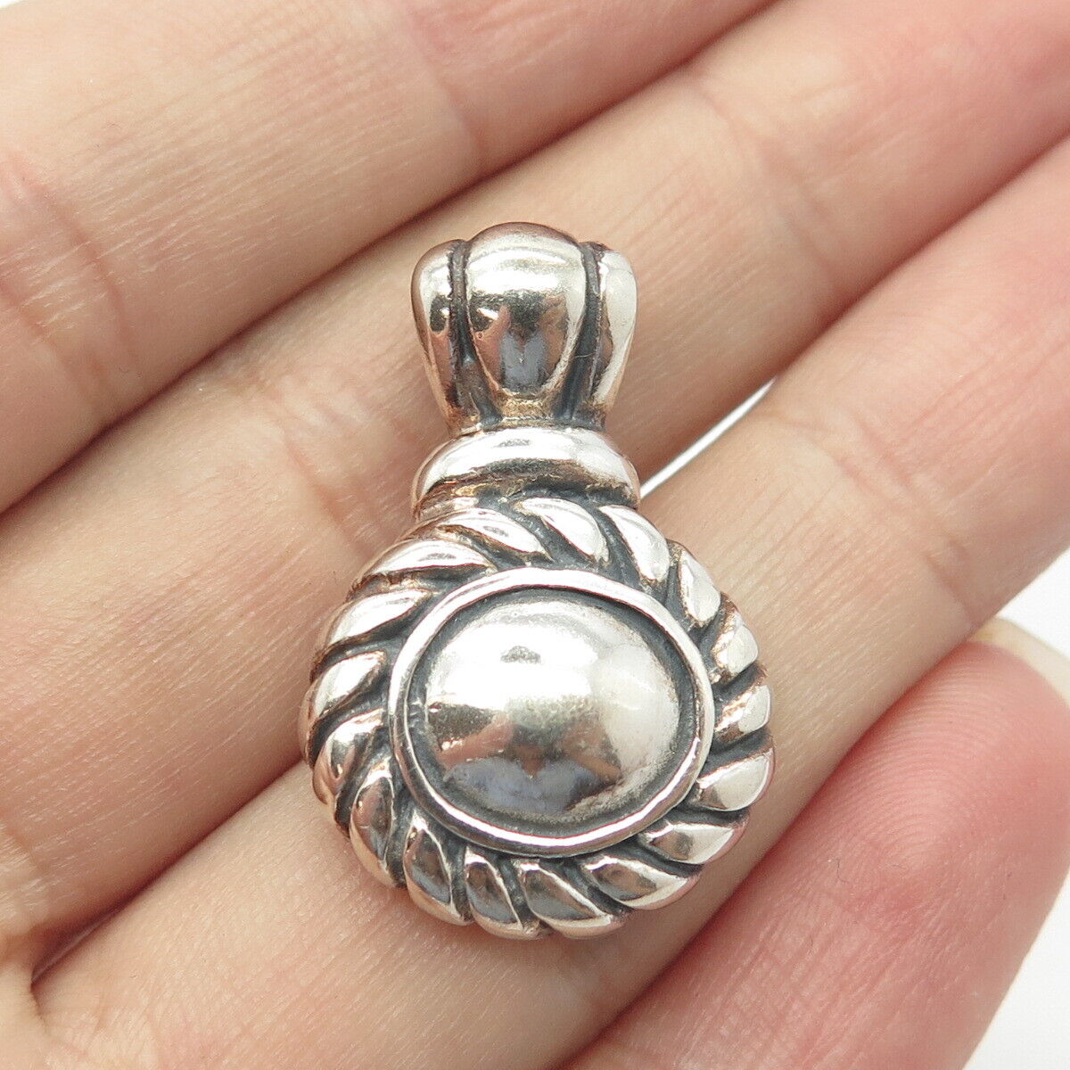 925 Sterling Silver Vintage ATI Mexico Twisted Rope Pendant