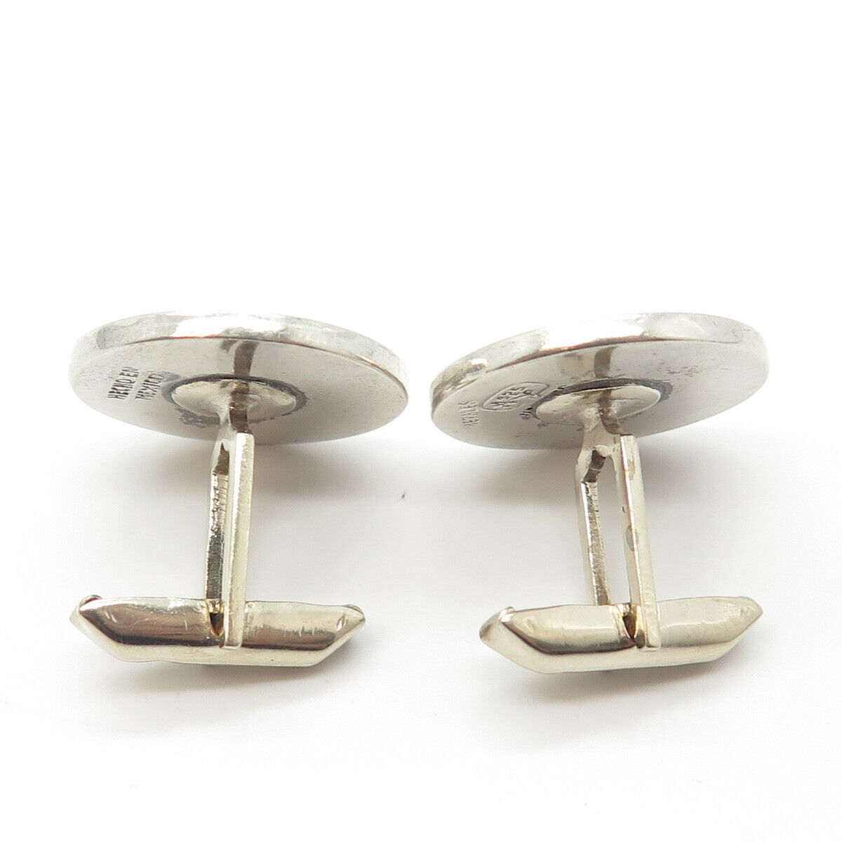 925 Sterling Silver 2-Tone Vintage Real Azurite Inlay Metales Casados Cufflinks