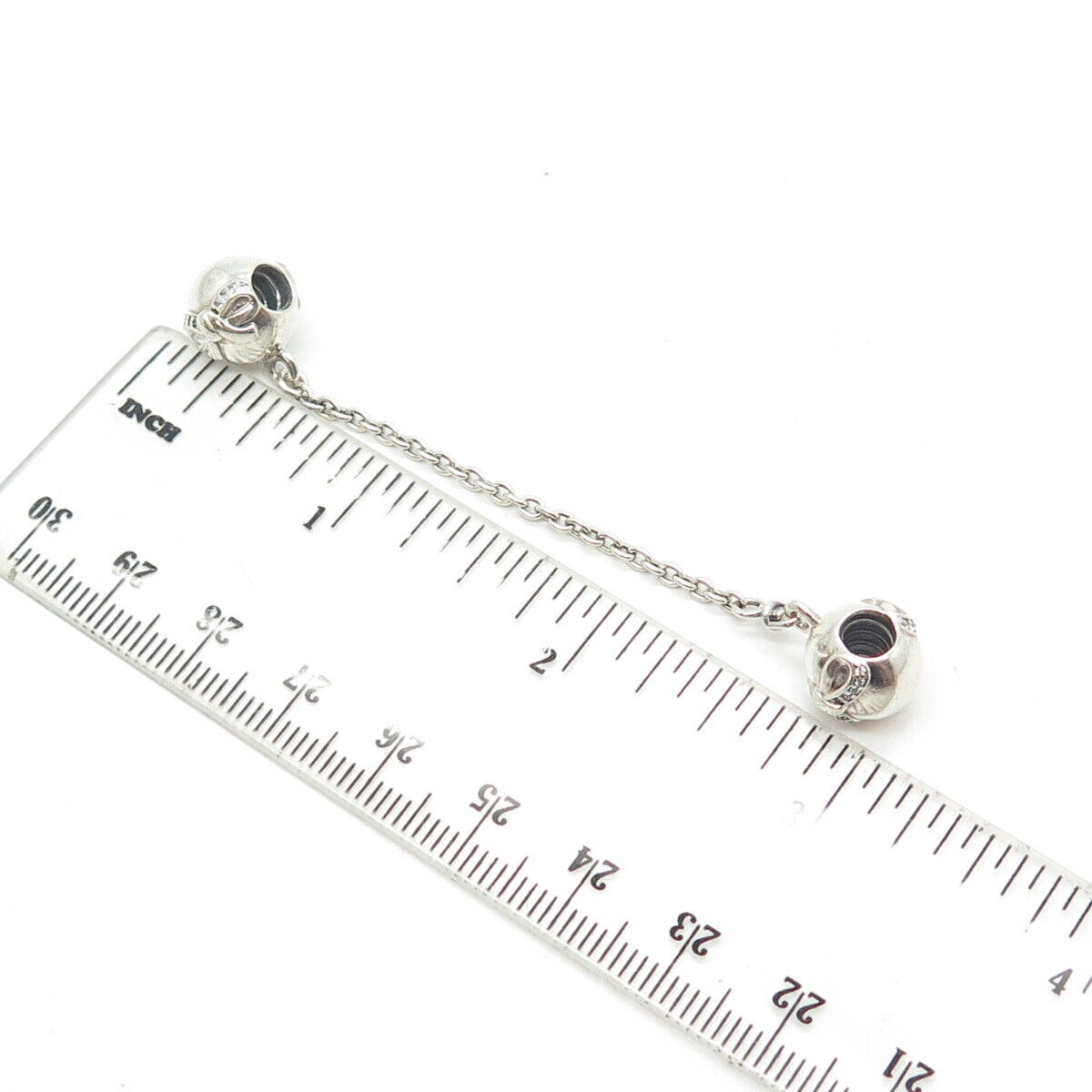 925 Sterling Silver PANDORA C Z Dainty Bow Safety Chain Charms