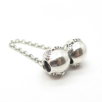 925 Sterling Silver PANDORA C Z Dainty Bow Safety Chain Charms