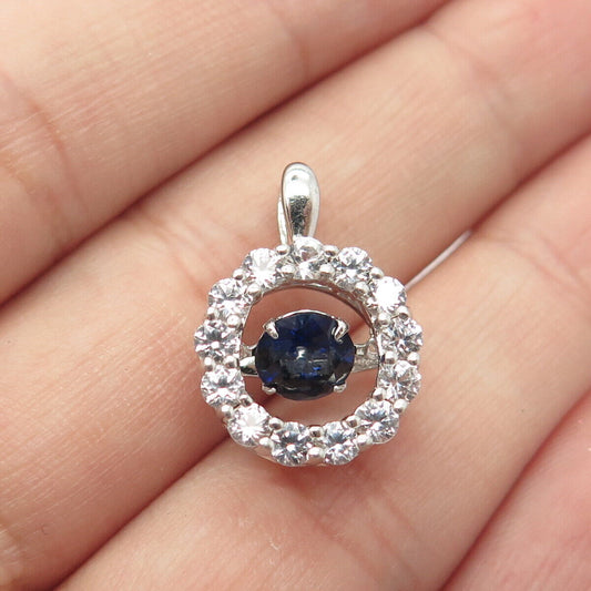 925 Sterling Silver Lab-Created Sapphire & White Topaz Circle of Life Pendant