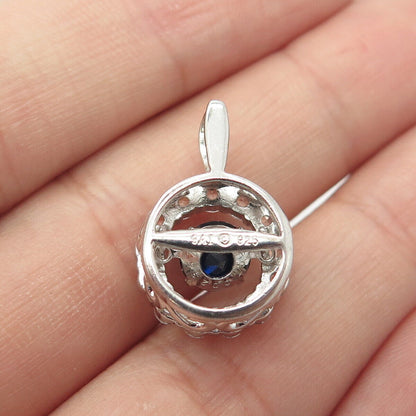 925 Sterling Silver Lab-Created Sapphire & White Topaz Circle of Life Pendant