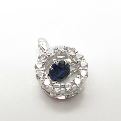 925 Sterling Silver Lab-Created Sapphire & White Topaz Circle of Life Pendant