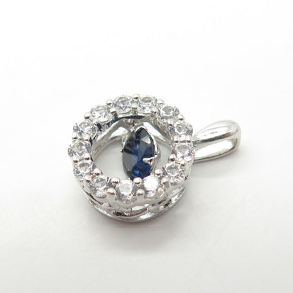 925 Sterling Silver Lab-Created Sapphire & White Topaz Circle of Life Pendant