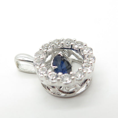 925 Sterling Silver Lab-Created Sapphire & White Topaz Circle of Life Pendant