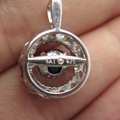 925 Sterling Silver Lab-Created Sapphire & White Topaz Circle of Life Pendant