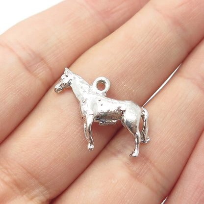 925 Sterling Silver Vintage Wild Horse 3D Charm Pendant