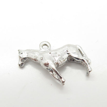 925 Sterling Silver Vintage Wild Horse 3D Charm Pendant