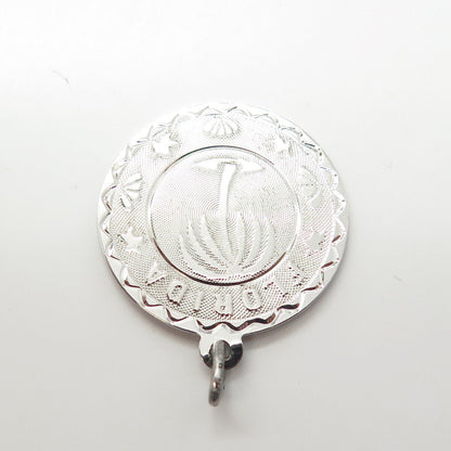 925 Sterling Silver Vintage SAS Florida Sunshine State Round Charm Pendant