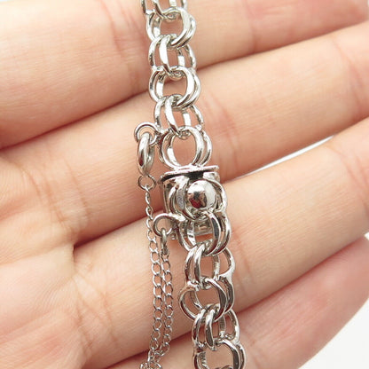 925 Sterling Silver Vintage BEAU Double Rope Link Bracelet 6.5"