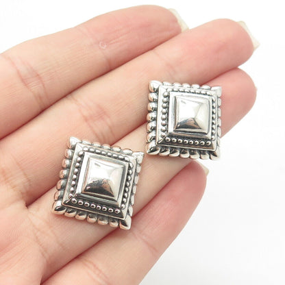 925 Sterling Silver Vintage Pyramid Granulated Earrings