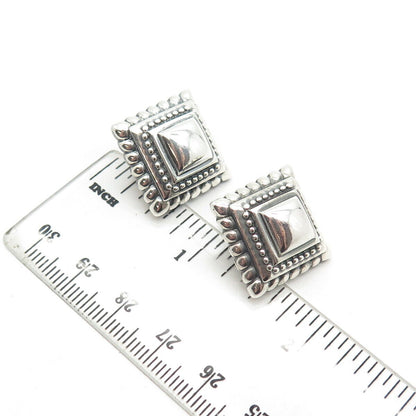 925 Sterling Silver Vintage Pyramid Granulated Earrings