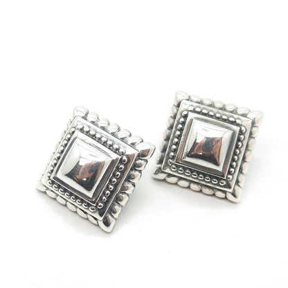 925 Sterling Silver Vintage Pyramid Granulated Earrings