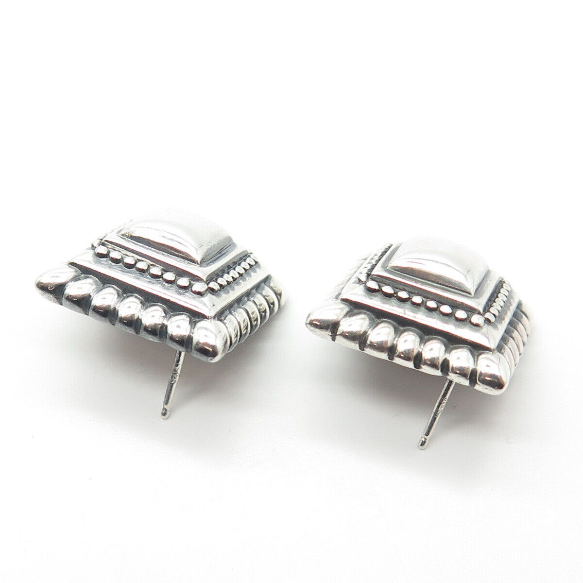 925 Sterling Silver Vintage Pyramid Granulated Earrings