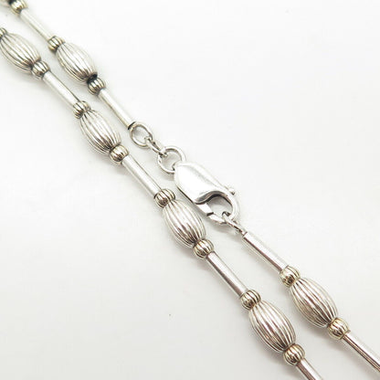 925 Sterling Silver Vintage Bar & Bead Chain Necklace 24"