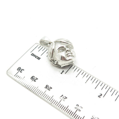 925 Sterling Silver Vintage White C Z Boy Doll Head Pendant