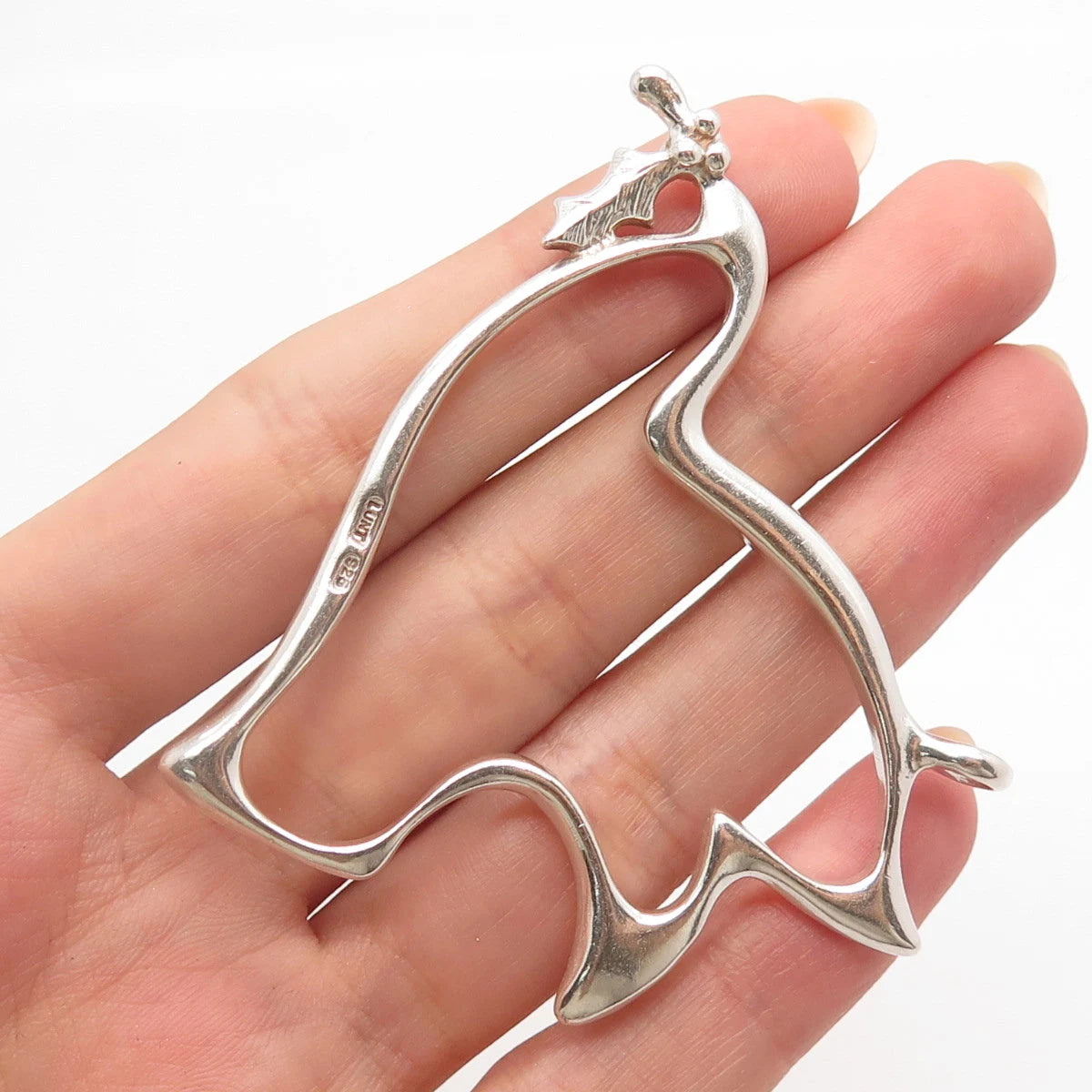 925 Sterling Silver Vintage LUNT Leaf Accent Modernist Pendant