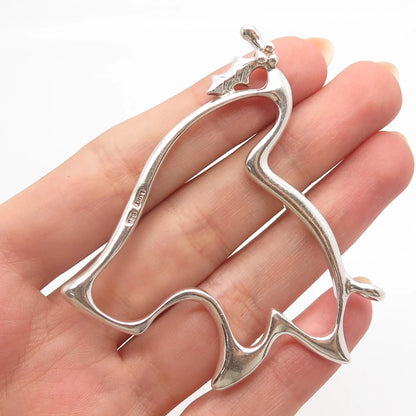 925 Sterling Silver Vintage LUNT Leaf Accent Modernist Pendant