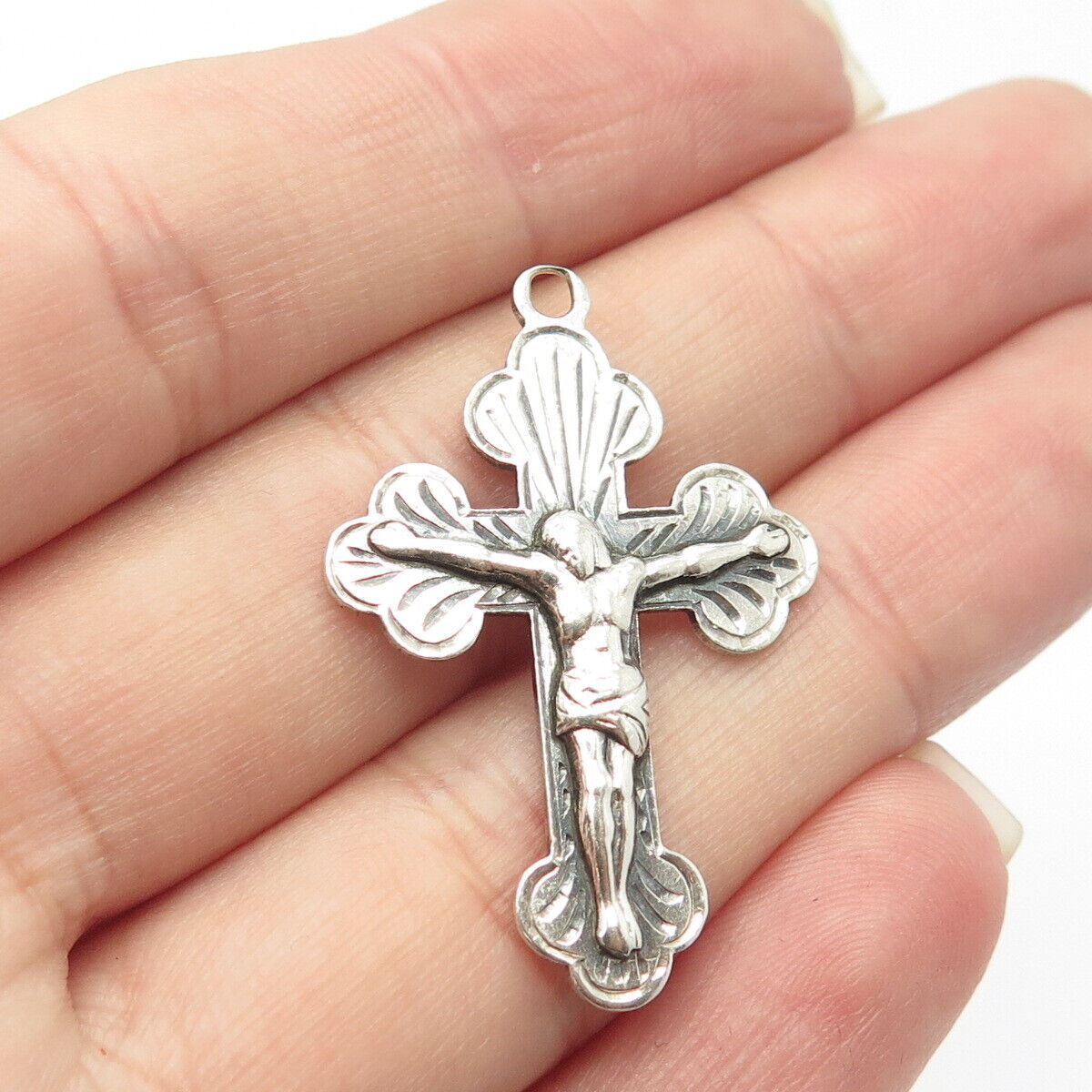 925 Sterling Silver Vintage Crucifix Cross Religious Pendant