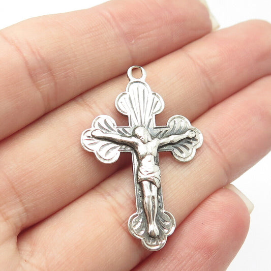 925 Sterling Silver Vintage Crucifix Cross Religious Pendant