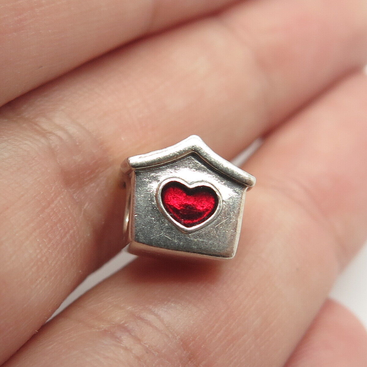 925 Sterling Silver PANDORA Enamel Doghouse Charm