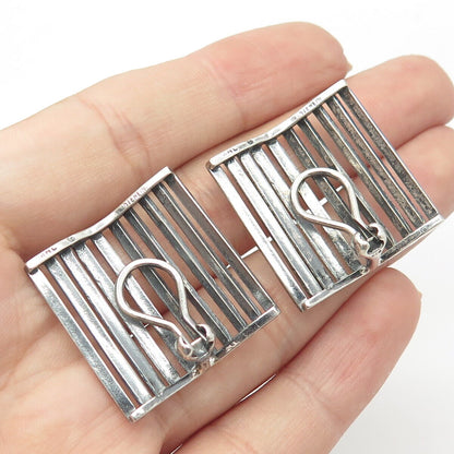 925 Sterling Silver Vintage Fence Clip On Earrings