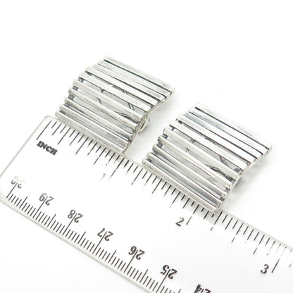 925 Sterling Silver Vintage Fence Clip On Earrings