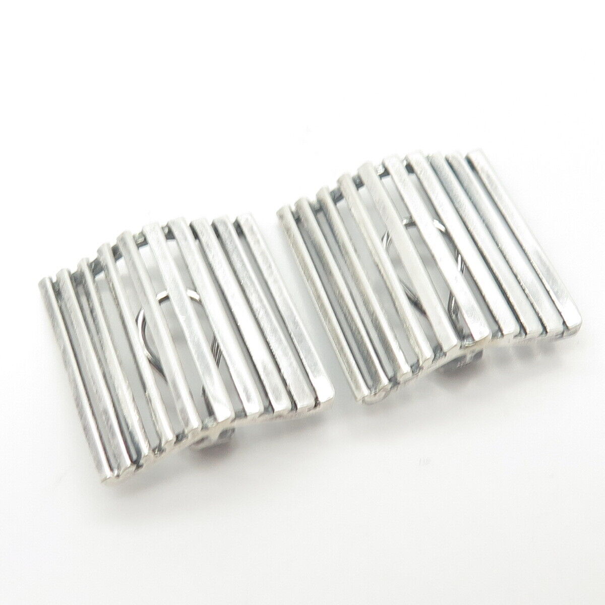 925 Sterling Silver Vintage Fence Clip On Earrings