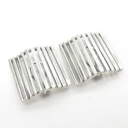 925 Sterling Silver Vintage Fence Clip On Earrings