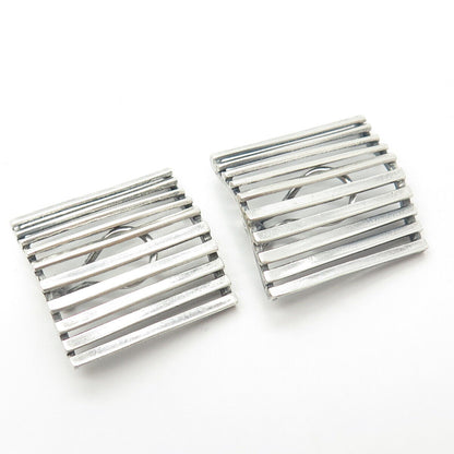 925 Sterling Silver Vintage Fence Clip On Earrings