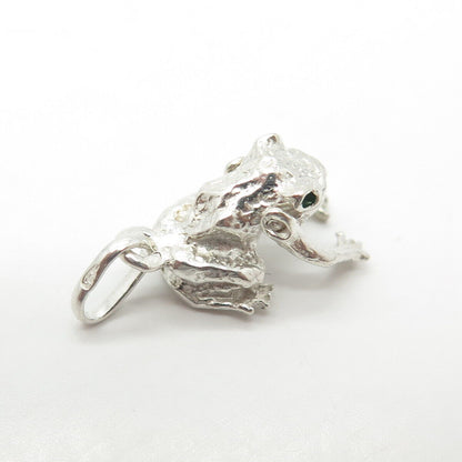 925 Sterling Silver Vintage Enamel Frog For Good Luck 3D Charm Pendant