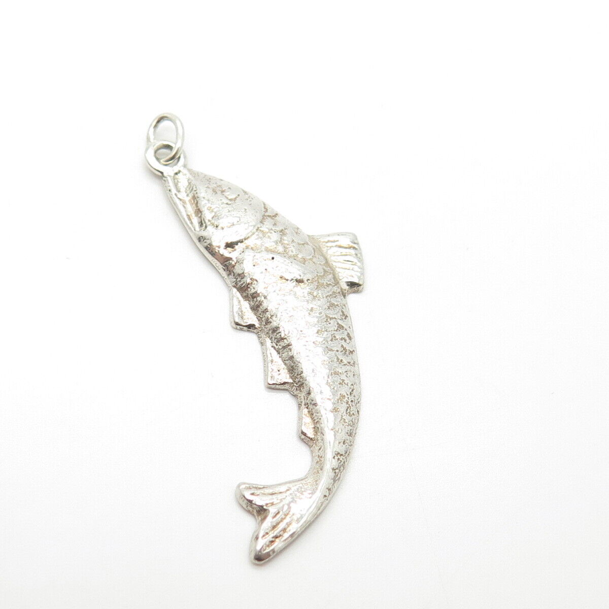 900 Silver Vintage Scaly Fish Charm Pendant