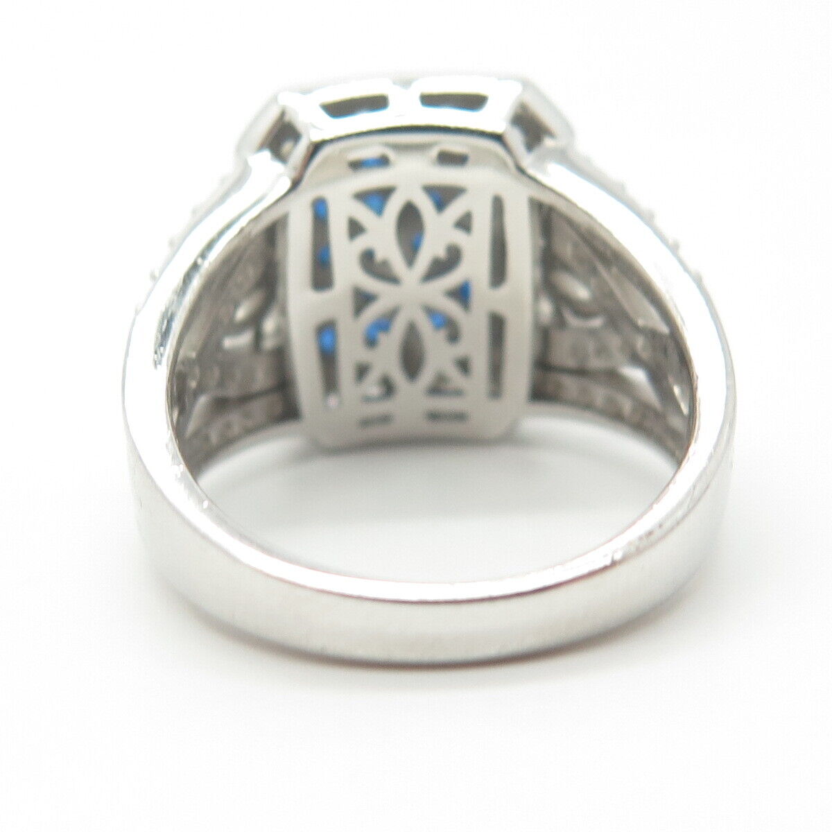 925 Sterling Silver White & Blue C Z Ring Size 7