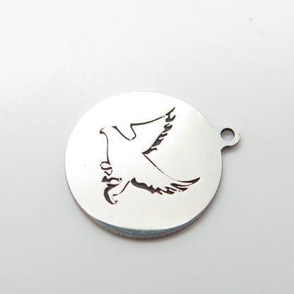 925 Sterling Silver USA Two In Town Flying Eagle Bird Charm Pendant